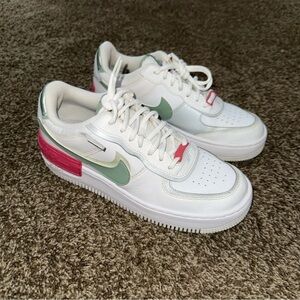 Nike Air Force 1 Shadow Sneakers - White and Green